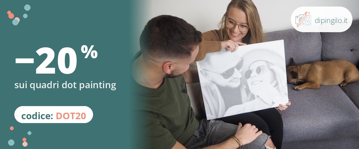 20 % di sconto su tutti i quadri dot painting con il codice DOT20