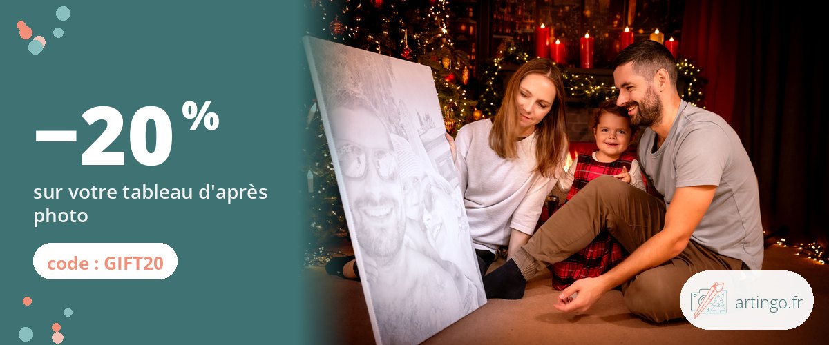 20 % de réduction sur votre tableau d’après photo avec le code GIFT20